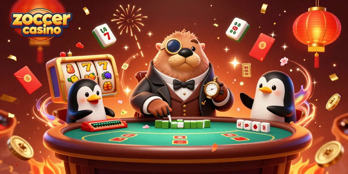 Play engaging games at zoccer casino with a vibrant underwater poker scene featuring a walrus, penguin, and pufferfish.
