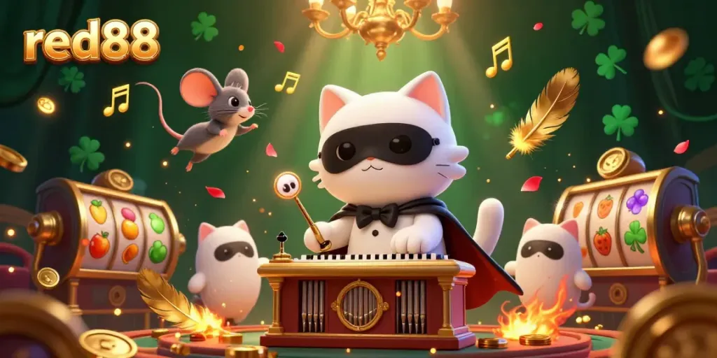 Experience the exciting gameplay and rich atmosphere of red88 casino with this dynamic 3D illustration.